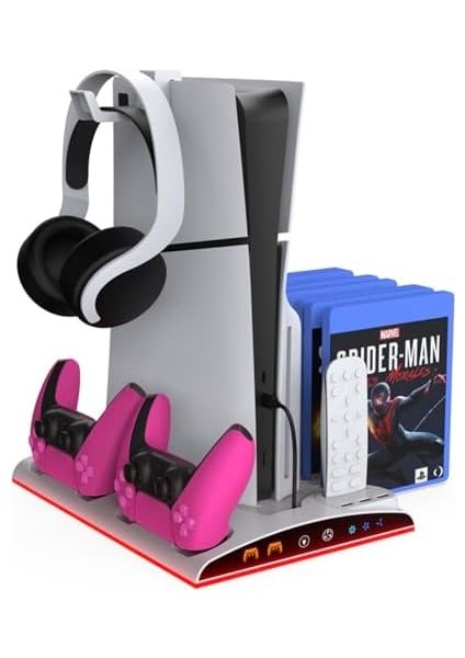 TP5-3570 Ps5 Soğutucu Organizatör 2 Fanlı Stand Kol Şarj Edici Stand 3 USB Hub Kulaklık Platstation Standı fiyatları