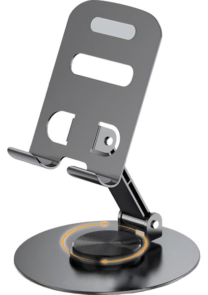 Çok Yönlü 360° Dönebilen Metal Gövdeli Telefon Standı Ayarlanabilir ve Katlanabilir Ev ve Ofis Kullanımı Için Tüm Telefonlarla Uyumlu Tutucu (Masaüstü)