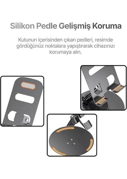 Çok Yönlü 360° Dönebilen Metal Gövdeli Telefon Standı Ayarlanabilir ve Katlanabilir Ev ve Ofis Kullanımı Için Tüm Telefonlarla Uyumlu Tutucu (Masaüstü) fiyatları