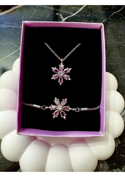 Zirkon Taş Çelik Lotus Kolye Bileklik Seti ve Renk Değiştiren 3D Satürn Kız Kar Küresi Sevgililer fırsatları