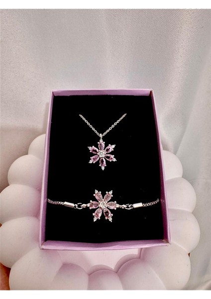 Zirkon Taş Çelik Lotus Kolye Bileklik Seti ve Renk Değiştiren 3D Satürn Kız Kar Küresi Sevgililer indirimleri