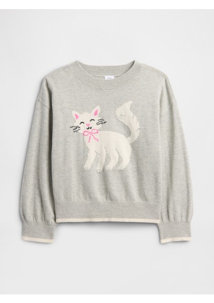 Kız Bebek Gri Intarsia Kazak