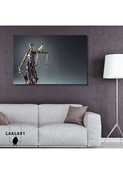 Tekli Yatay Kanvas Duvar Tablosu Adalet Tanrıçası