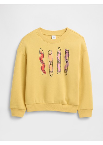 Kız Bebek Sarı Grafik Sweatshirt