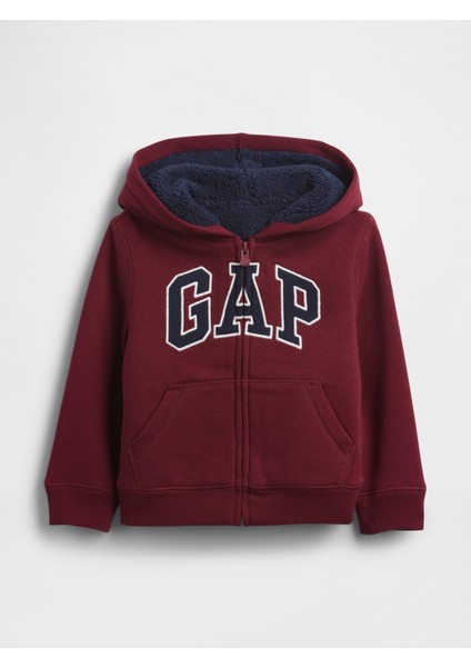 Erkek Bebek Bordo Gap Logo Fermuarlı Sweatshirt