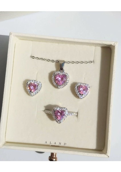 Kararmaz Çelik Pembe Kalp Kolye Küpe Yüzük Seti ve 3D Satürn Kız Kar Küresi Love Hediye Seti indirimleri