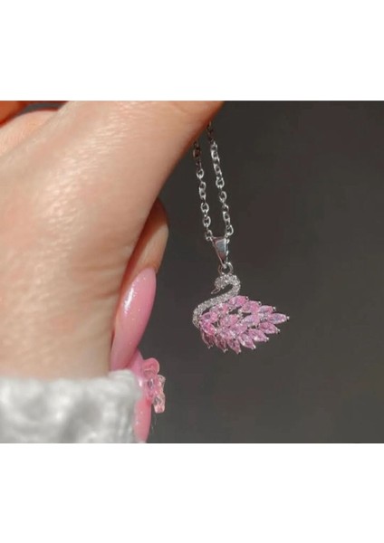 Solmayan Sonsuzluk Gülü ve Kararmaz Çelik Pembe Kuğu Kolye Sevgiliye Hediyelik Set Hediye Sepeti fırsatları