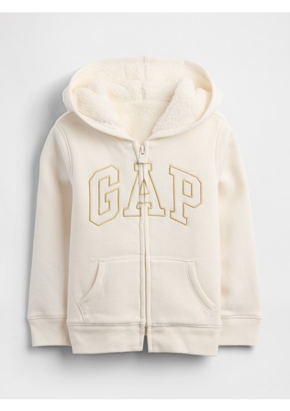 Kız Bebek Krem Gap Logo Sherpa Astarlı Sweatshirt