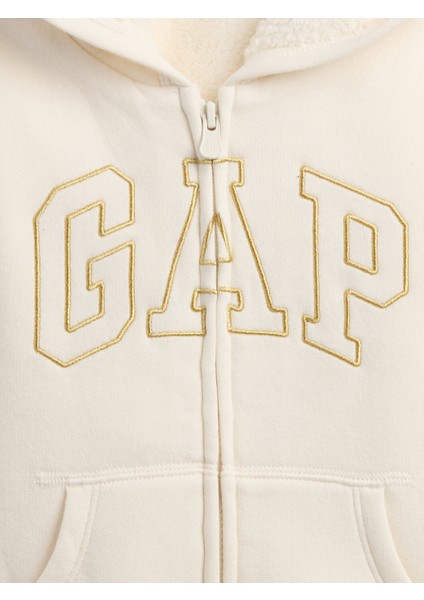 Kız Bebek Krem Gap Logo Sherpa Astarlı Sweatshirt fiyatları
