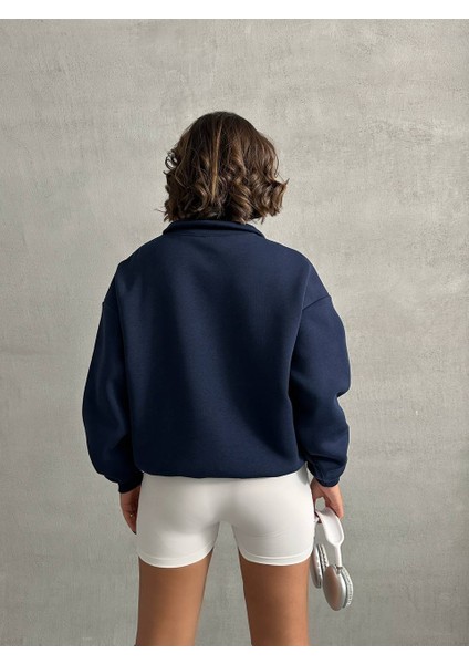 Kadın Fermuarlı Dik Yaka 1996 Retro 3 Iplik Şardonlu Sweatshirt modelleri