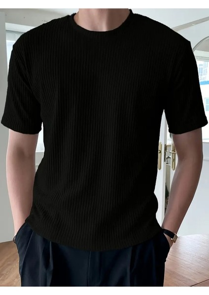 Erkek Kısa Kollu Bisiklet Yaka Triko Bluz