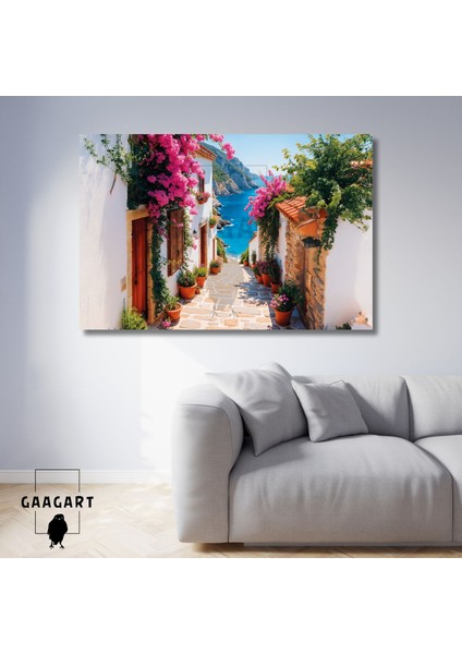 Tekli Yatay Kanvas Duvar Tablosu Denize Açılan Yol