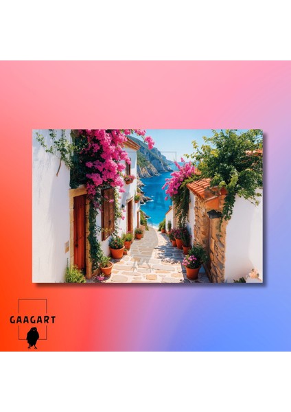 Tekli Yatay Kanvas Duvar Tablosu Denize Açılan Yol modelleri