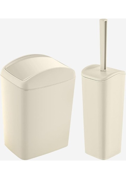 Soft Çöp Kovası ve Wc Fırçası Latte