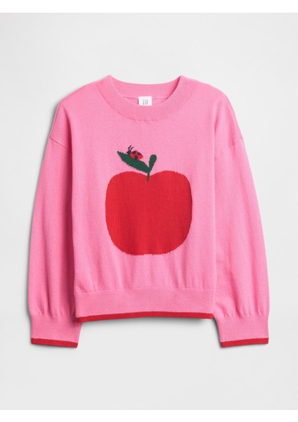 Kız Bebek Pembe Intarsia Kazak