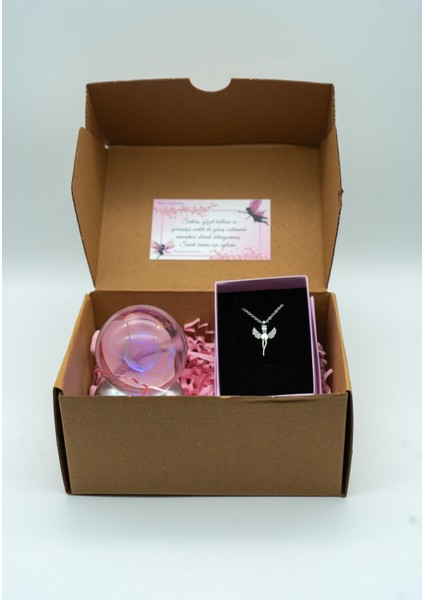 Melek Kolye Gümüş Renk 3D Satürn Kız Küresi Renk Değiştiren Kar Küresi Hediyelik