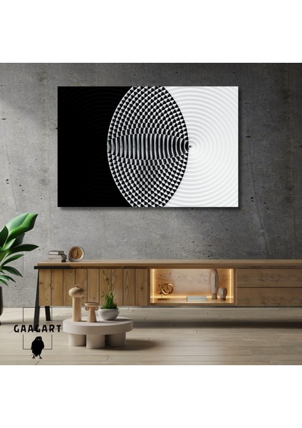Tekli Yatay Kanvas Duvar Tablosu Iç Içe Geçmiş Yuvarlak Desen