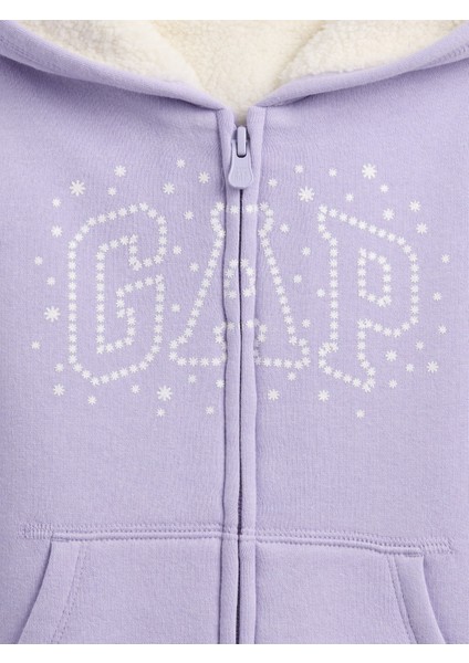 Kız Bebek Lila Gap Logo Sherpa Astarlı Sweatshirt fiyatları
