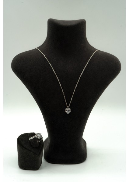 Gümüş Kararmaz Çelik Zirkon Kalp Kolye Ikili Sevgili Ayıcık Seti Sevgililer Günü Hediyelik indirimleri