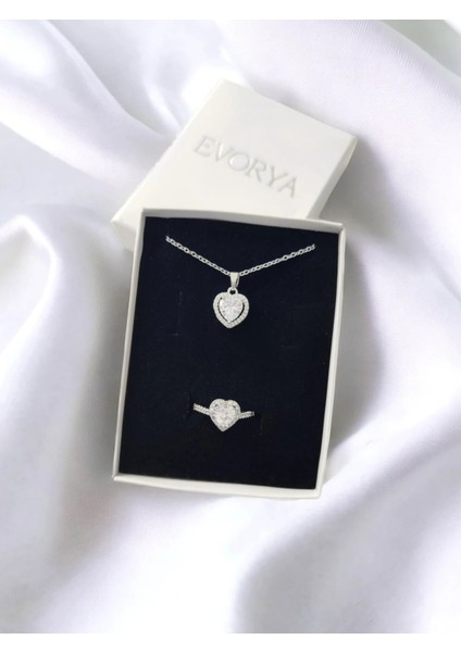 Beyaz Zirkon Taş Çelik Kalp Kolye Yüzük Seti ve Renk Değiştiren 3D Satürn Kız Kar Küresi modelleri