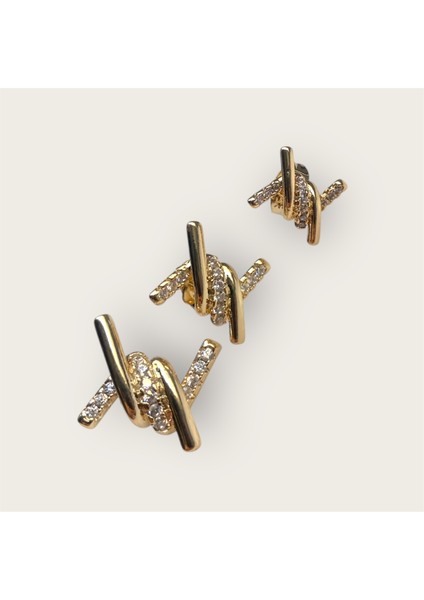 Çelik Sarmaşık Detaylı 3 Lü Küpe modelleri