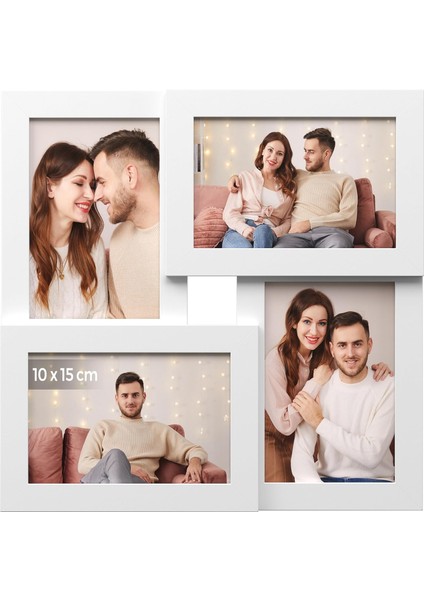 4 Fotoğraf Için Resim Çerçevesi Kolajı, 10 x 15 cm RPF25WT
