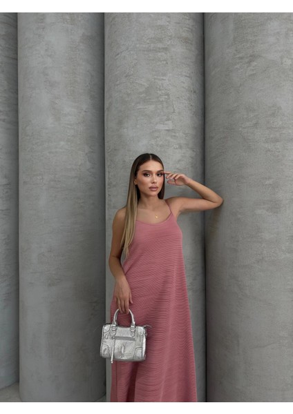 Piliseli Uzun Pembe Elbise fiyatları