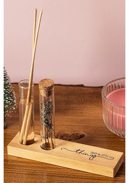 Doğum Günü Hediyesi Mottolu Çiçekli Dekoratif Set - Bambu Oda Kokusu Şişesi