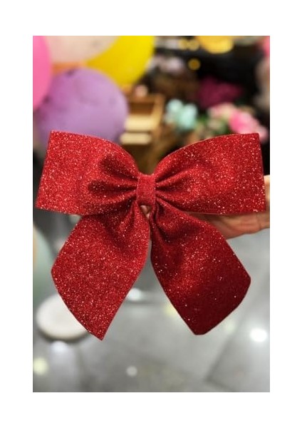 Yılbaşı Ağacı 2'li Fiyonk Kırmızı Simli Eva Kapı ve Cam Süsleme fiyatları