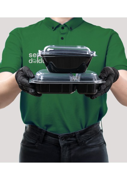 Termoform 3 Gözlü Yemek Kabı + Kapak - 200 Adet (Mikro Dalga'da Kullanılabilir) fiyatları