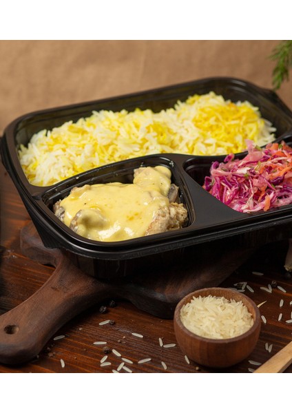 Termoform 3 Gözlü Yemek Kabı + Kapak - 200 Adet (Mikro Dalga'da Kullanılabilir) modelleri