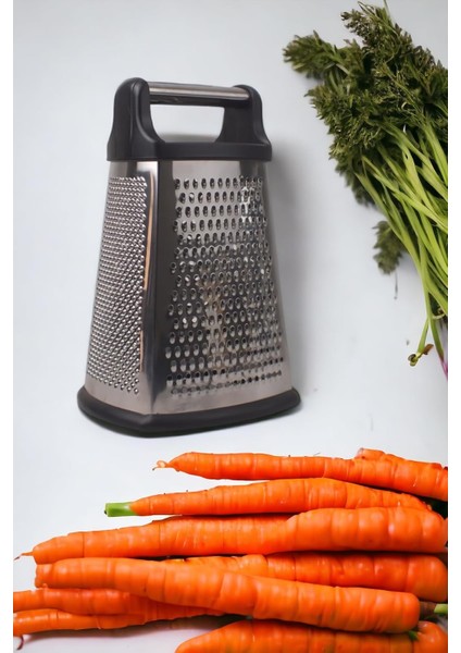 4 Taraflı Paslanmaz Çelik Rende, Dikdörtgen Kaydırmaz Tabanlı Tutacaklı Paslanmaz Çelik Rende (22CM*14CM*12CM)