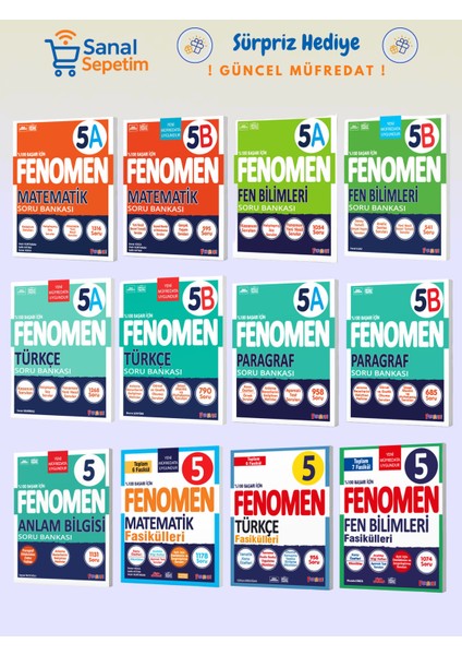 Fenomen 5.sınıf Matematik-Türkçe-Fen-Paragraf-Anlamb.(Mat-Türkçe-Fen Fasikül)Soru Bankası(A/b Set)