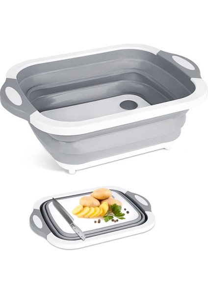 Katlanabilir Süzgeçli Kesme Doğrama Tahtası Badya Leğen