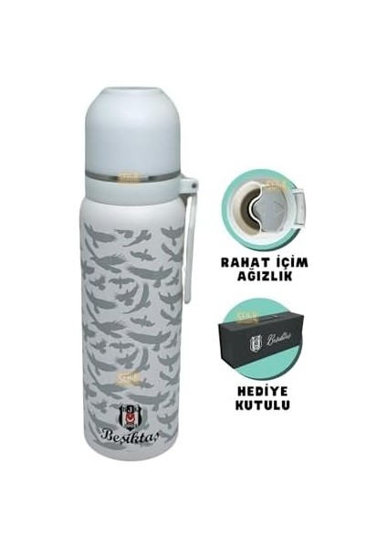 650ML Lisanslı Çift Katlı Paslanmaz Çelik Termos 8 Saat Sıcak Soğuk Hediye Kutulu (Beyaz) fiyatları