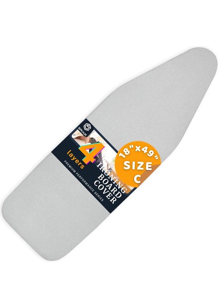 4 Katmanlı Ütü Masası Kılıfı,ütü Masası Örtüsü,ütü Masası Bezi,silikon Kaplı Isı Dayanıklı 55X135 cm Gri Renk