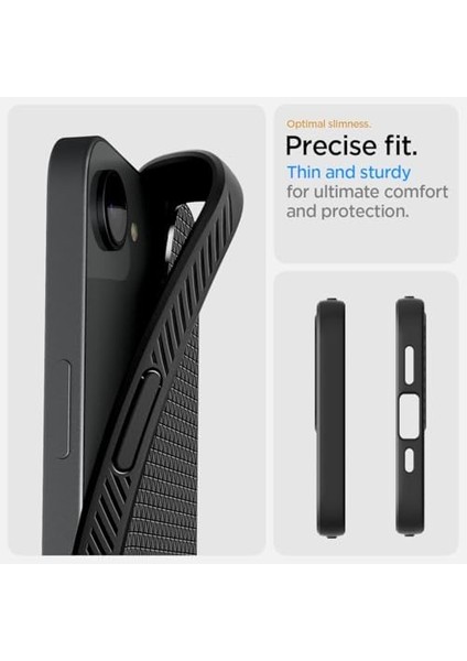 iPhone 16E Ince Kılıf Liquid Air Hava Kanalı Teknolojisi™ Askeri Sınıf Koruma Matte Black Dokulu Yüzey Kapak - ACS09161 modelleri