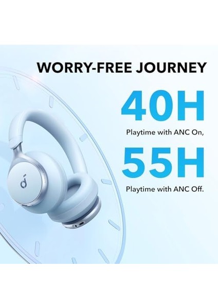 Space One, Aktif Gürültü Önleyici Kulaklık, 2 Kat Daha Güçlü Insan Sesi Azaltma, 40 Saat Anc Çalma Süresi, Uygulama Kontrolü, Ldac, Rahat Uyum, Net Aramalar, Bluetooth 5.3, Mavi modelleri