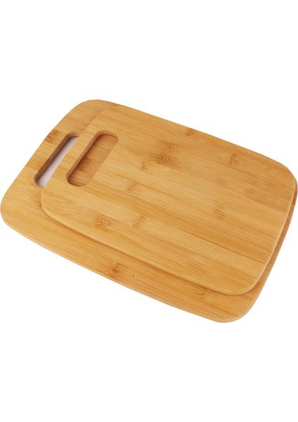 2'li Bambu Kesme Tahtası Seti | Büyük ve Küçük Boy Doğal Ahşap Kesim, Et ve Sunum Tahtaları