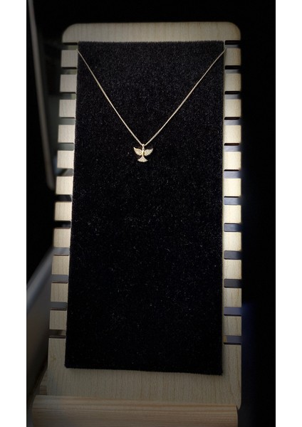 Kararmaz Çelik Kuş Detaylı Gold Kolye