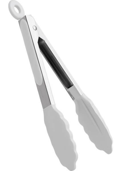 Home Beyaz Silikon Uçlu Mutfak Maşası - 23 Cm, Asma Kilit Sistemli Paslanmaz Çelik Sap, Kolay Kavrama, Mangal, Salata, Makarna, Barbekü, Kamp Için Uygun