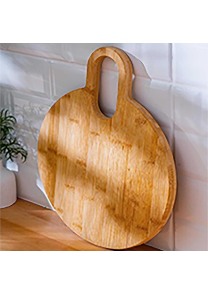 Ahşap Kesme Tahtası, Dekoratif Mutfak Sunum Tahtası (Yuvarlak Saplı)