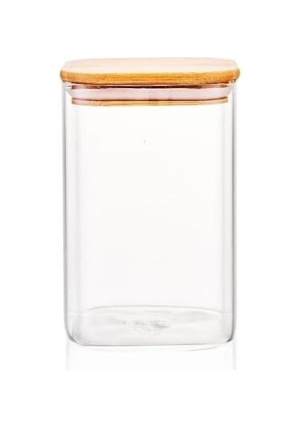 1100ML Sızdırmaz Vakumlu Bambu Kapaklı Borosilikat Cam Kavanoz - Hava Geçirmez & Dayanıklı Gıda Saklama Kabı (10CM x 17CM) fiyatları