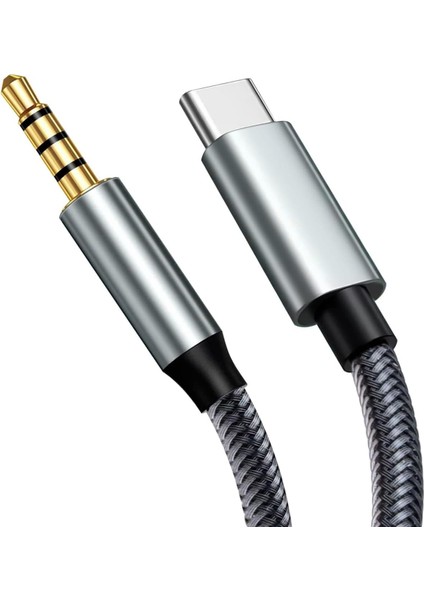 Metal Type-C - 3.5 mm Aux Ses Kablosu 1mt Jak Adaptörü Dongle Kulaklık Çevirici