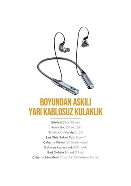 AZ-BN02 Boyun Askılı Bluetooth Kulaklık (400MAH, 60 Saat Bekleme) (AZ-BN02) modelleri