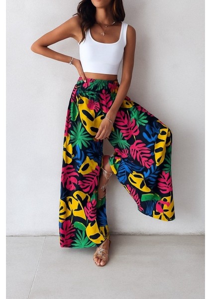 Kadın Yüksek Bel Lastikli Desenli Süprem Pantolon indirimleri