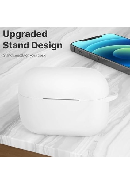 Airpods Pro 2.nesil Kılıf, Tam Koruyucu Özellikli Yumuşak Silikon Airpods Pro 2.nesil Aksesuar Kılıf ile Uyumlu, Anahtarlıklı Kablosuz ve Kablolu Şarj Özellikli Kılıfı, Beyaz fiyatları