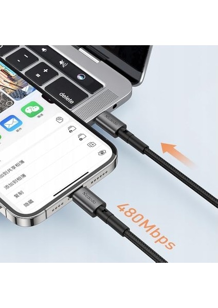 CA-2851 36W Pd Typec Iphone Hızlı Şarj Data Kablo 1.8m-Siyah fiyatları