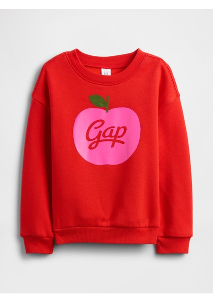 Kız Bebek Kırmızı Grafik Sweatshirt