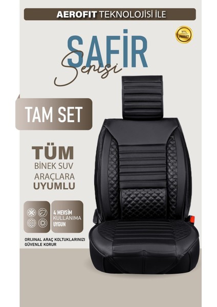 Jeep Grand Cheroke Yeni ile Uyumlu Lüx Deri Oto Koltuk Kılıfı Ön Arka Takım Saturn Siyah fiyatları
